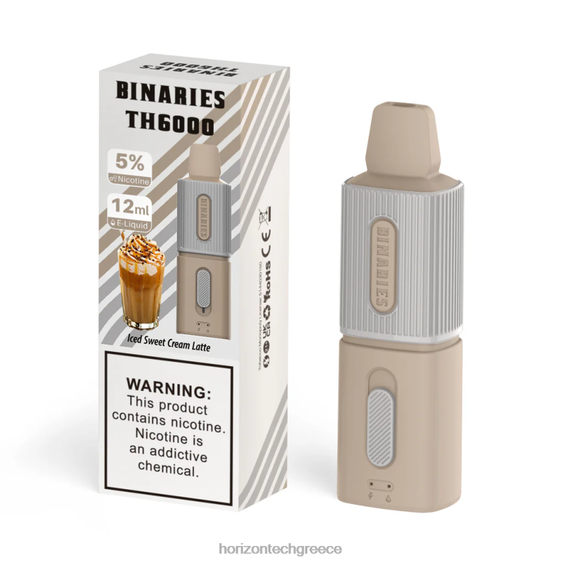 HorizonTech Binaries Cabin th6000 μιας χρήσης 12ml HorizonTech vape Greece - παγωμένη γλυκιά κρέμα latte PZTFP124
