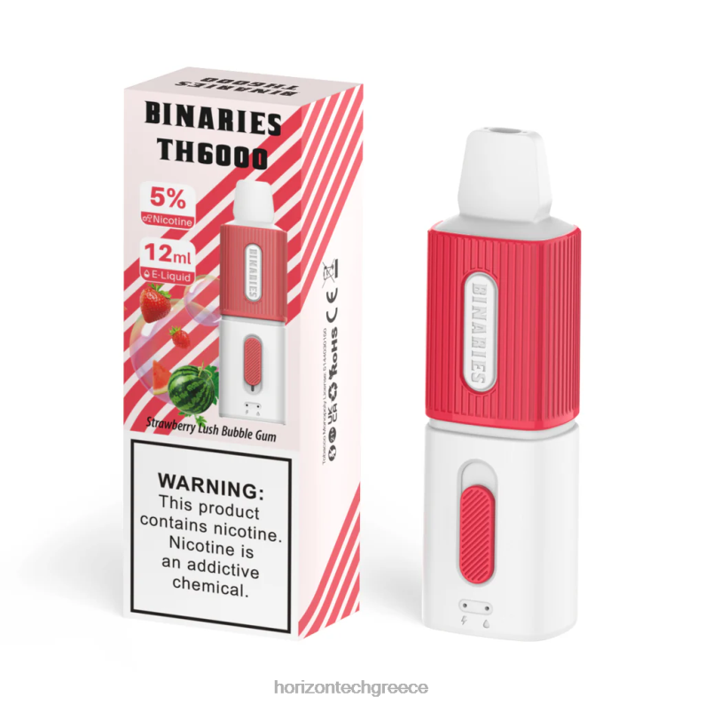 HorizonTech Binaries Cabin th6000 μιας χρήσης 12ml Horizon Tech coils - φράουλα πλούσια τσιχλόφουσκα PZTFP117