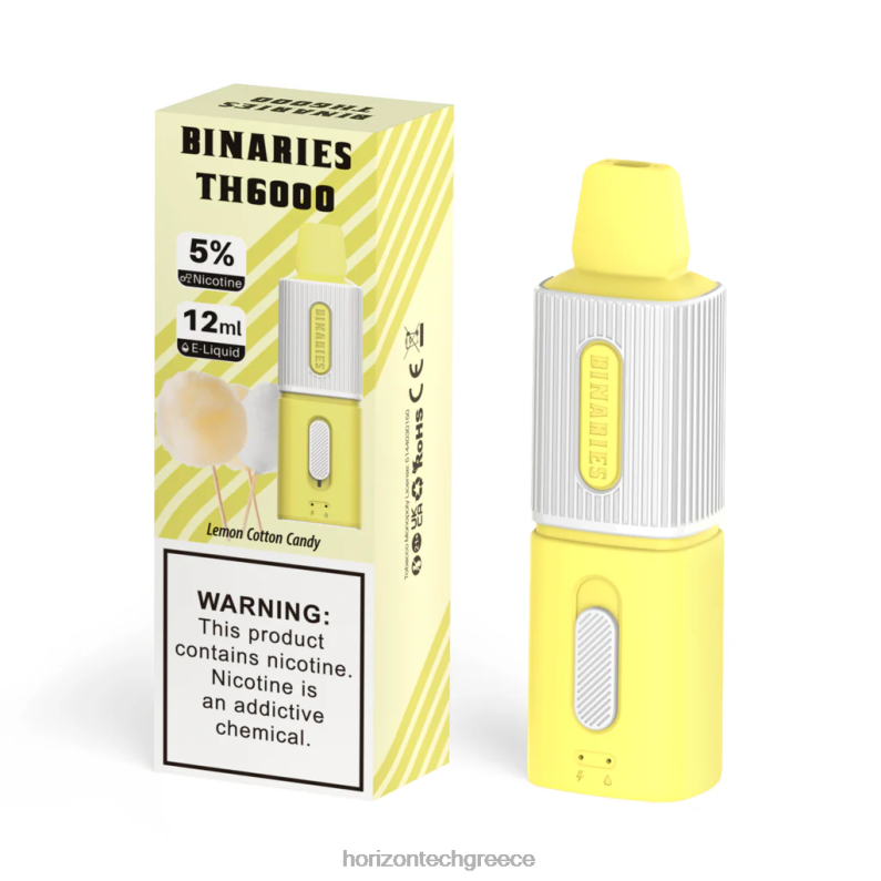 HorizonTech Binaries Cabin th6000 μιας χρήσης 12ml Horizon Tech company - ζαχαρωτό λεμόνι PZTFP100